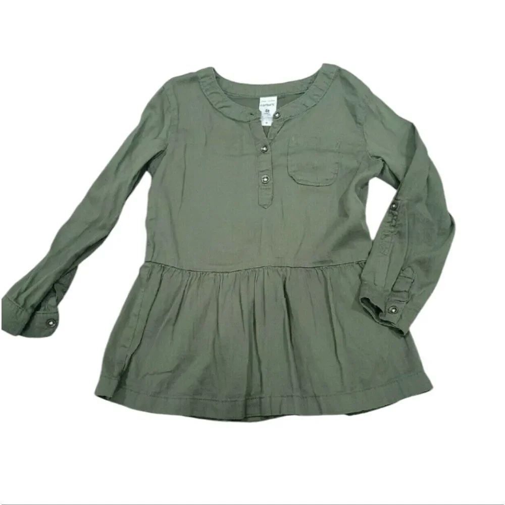 Carters olive green casual long sleeve dress